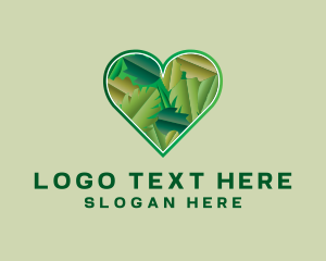 Vegetable - Eco Heart Leaves logo design