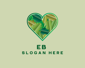 Garden - Eco Heart Leaves logo design