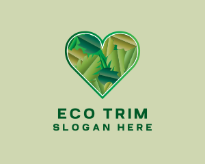 Eco Heart Leaves logo design