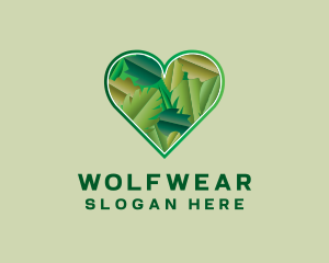 Vegan - Eco Heart Leaves logo design