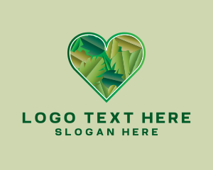 Veggie - Eco Heart Leaves logo design