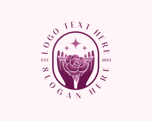 Healing - Rose Flower Hands logo design