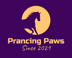 Prancing - Yellow Mythical Unicorn logo design