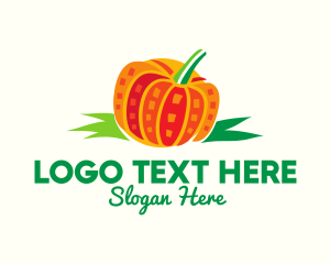 Organic Farm - Orange Pumpkin Vegetable logo design