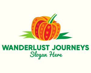 Farmers Market - Orange Pumpkin Vegetable logo design