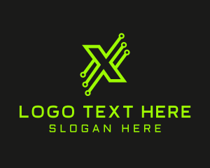 Network - Neon Gaming Tech Letter logo design