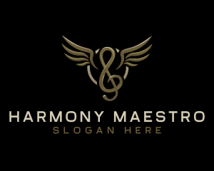 Maestro - Musical G Clef Wing logo design