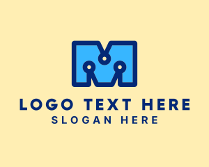 Social Media - Digital Circuit Letter M logo design