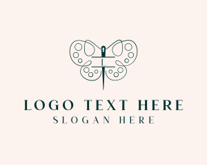 Sewing - Needle Craft Butterfly logo design