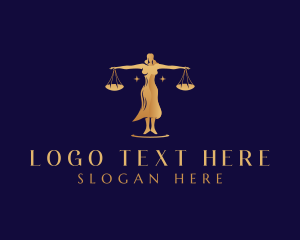 Courtroom - Lady Justice Balance Scale logo design