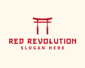 Red Japanese Arch logo design