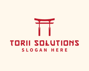 Torii - Red Japanese Arch logo design