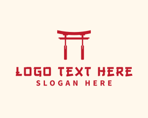 Pagoda - Red Japanese Arch logo design