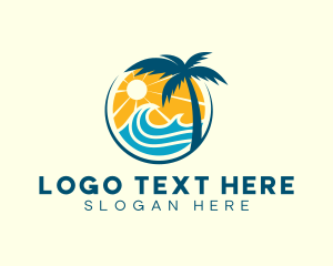 Palm Tree - Surfing Tropical Resort logo design