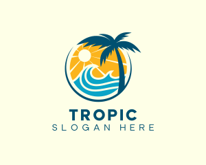 Surfing Tropical Resort logo design