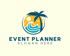Island - Surfing Tropical Resort logo design