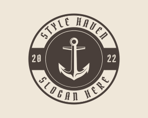 Seaport - Pirate Ship Anchor logo design