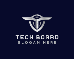 Tech Shield Letter T logo design