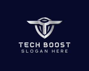 Tech Shield Letter T logo design