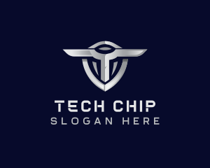 Tech Shield Letter T logo design