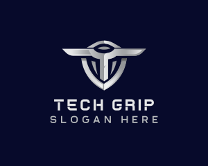 Tech Shield Letter T logo design