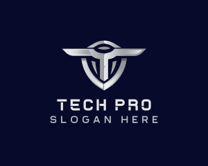 Tech Shield Letter T logo design