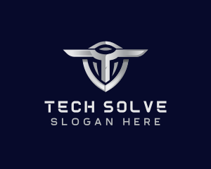 Tech Shield Letter T logo design