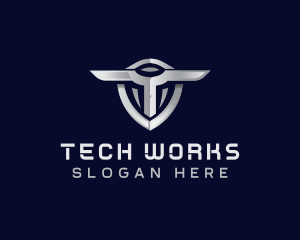 Tech Shield Letter T logo design