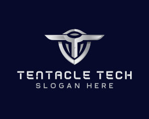 Tech Shield Letter T logo design