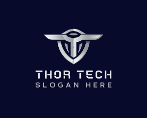 Tech Shield Letter T logo design