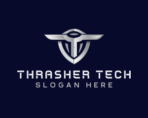 Tech Shield Letter T logo design