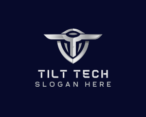 Tech Shield Letter T logo design