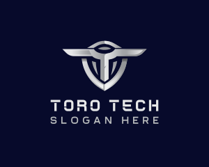 Tech Shield Letter T logo design