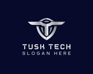 Tech Shield Letter T logo design