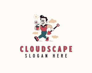 Clouds - Shovel Garden Landscaper logo design