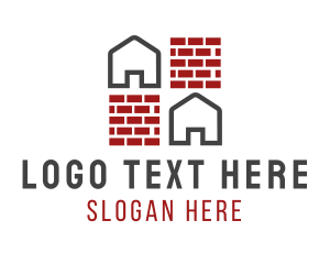 Bricklaying - Brick Wall House logo design