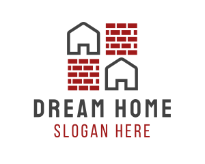 House - Brick Wall House logo design