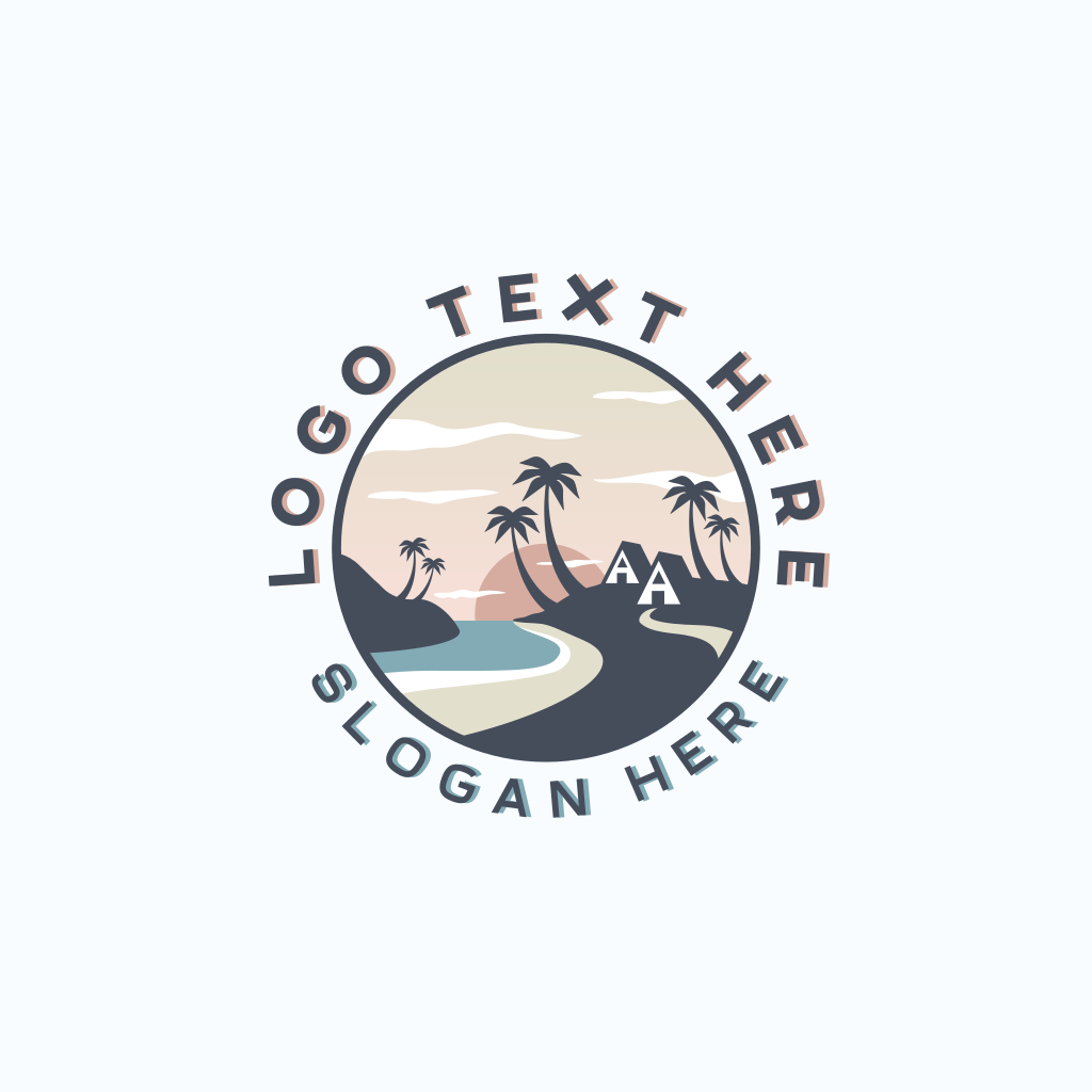 Ocean Palm Tree Beach Logo | BrandCrowd Logo Maker | BrandCrowd