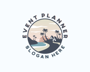 Ocean Palm Tree Beach Logo