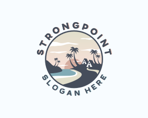 Ocean Palm Tree Beach Logo