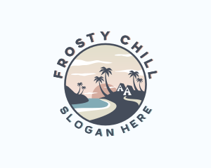 Sea - Ocean Palm Tree Beach logo design