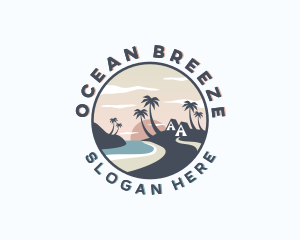 Miami - Ocean Palm Tree Beach logo design