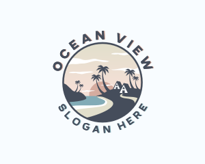 Ocean Palm Tree Beach logo design