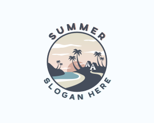 Ocean Palm Tree Beach logo design