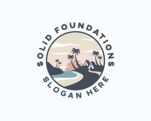 Coast - Ocean Palm Tree Beach logo design