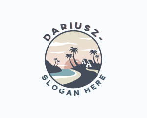 California - Ocean Palm Tree Beach logo design