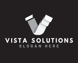 Paper Fold Letter V logo design