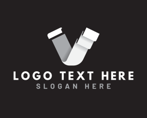 3d - Paper Fold Letter V logo design