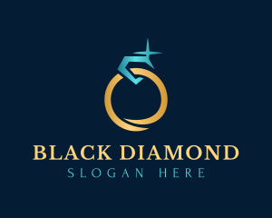 Sparkling Diamond Gold Ring logo design