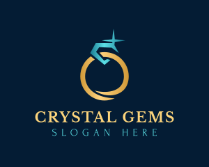 Sparkling Diamond Gold Ring logo design